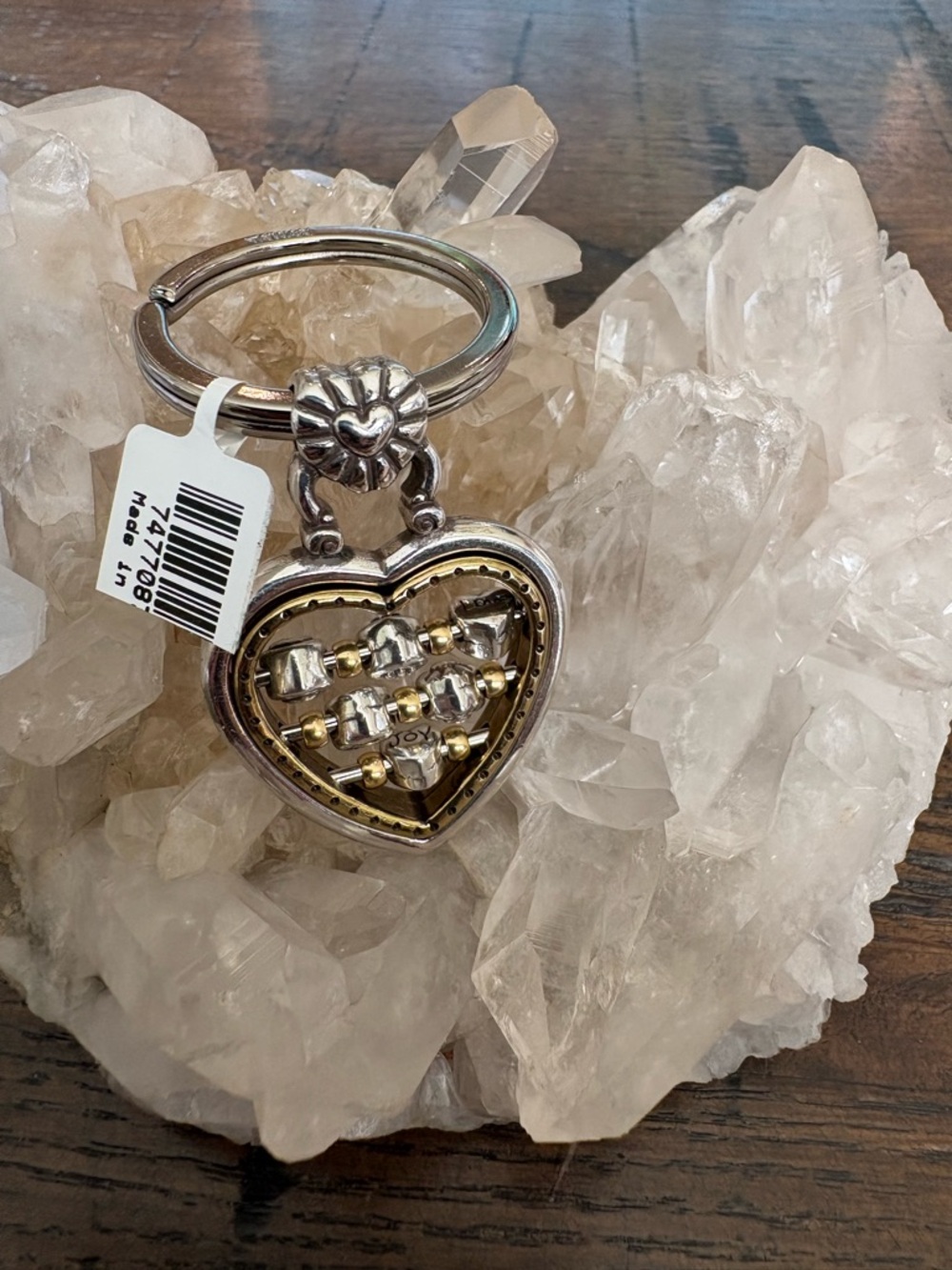Brighton vintage Heart Frame Keychain with Gold & Silver Bead Detail - Picture 2 of 3